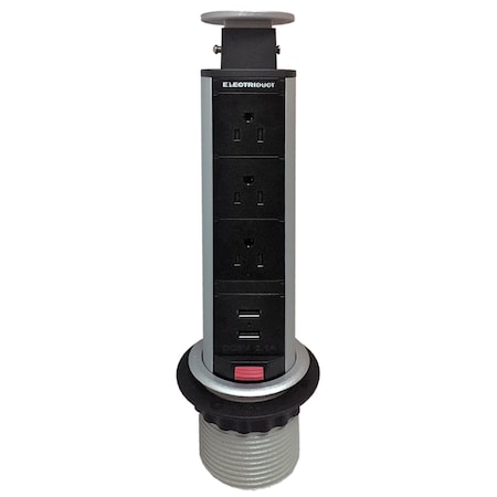 Electriduct Power Strip, Mini Pull Up In-Desk, USB, 3 Outlet(s) 5 ft. PDC-TT-MINI-3P2U